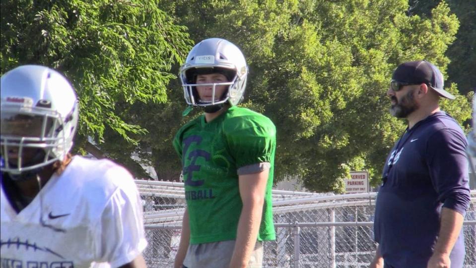 Quarterback Ty Miller at Clovis East football practice.