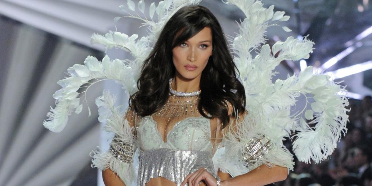 Bella Hadid flashes slender figure in barely there bra, panties and  knee-high boots at VS fitting