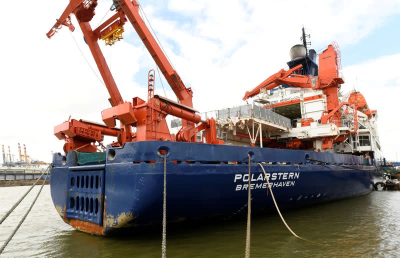 FILE PHOTO: Icebreaker RV Polarstern of German Alfred Wegener Institute (AWI), which will start the one-year Arctic drift expedition "MOSAIC" is pictured in a shipyard in Bremerhaven