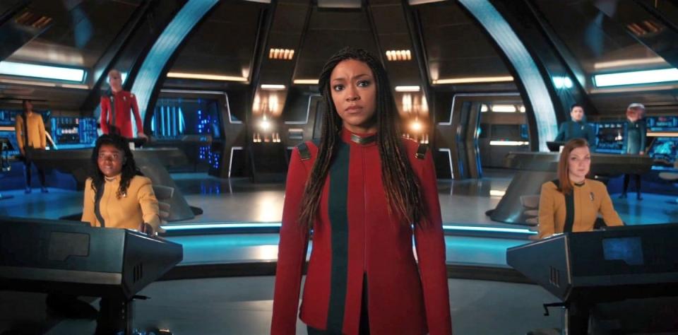 Captain Michael Burnham and the crew of the U.S.S. Discovery in Star Trek: Discovery season 4.