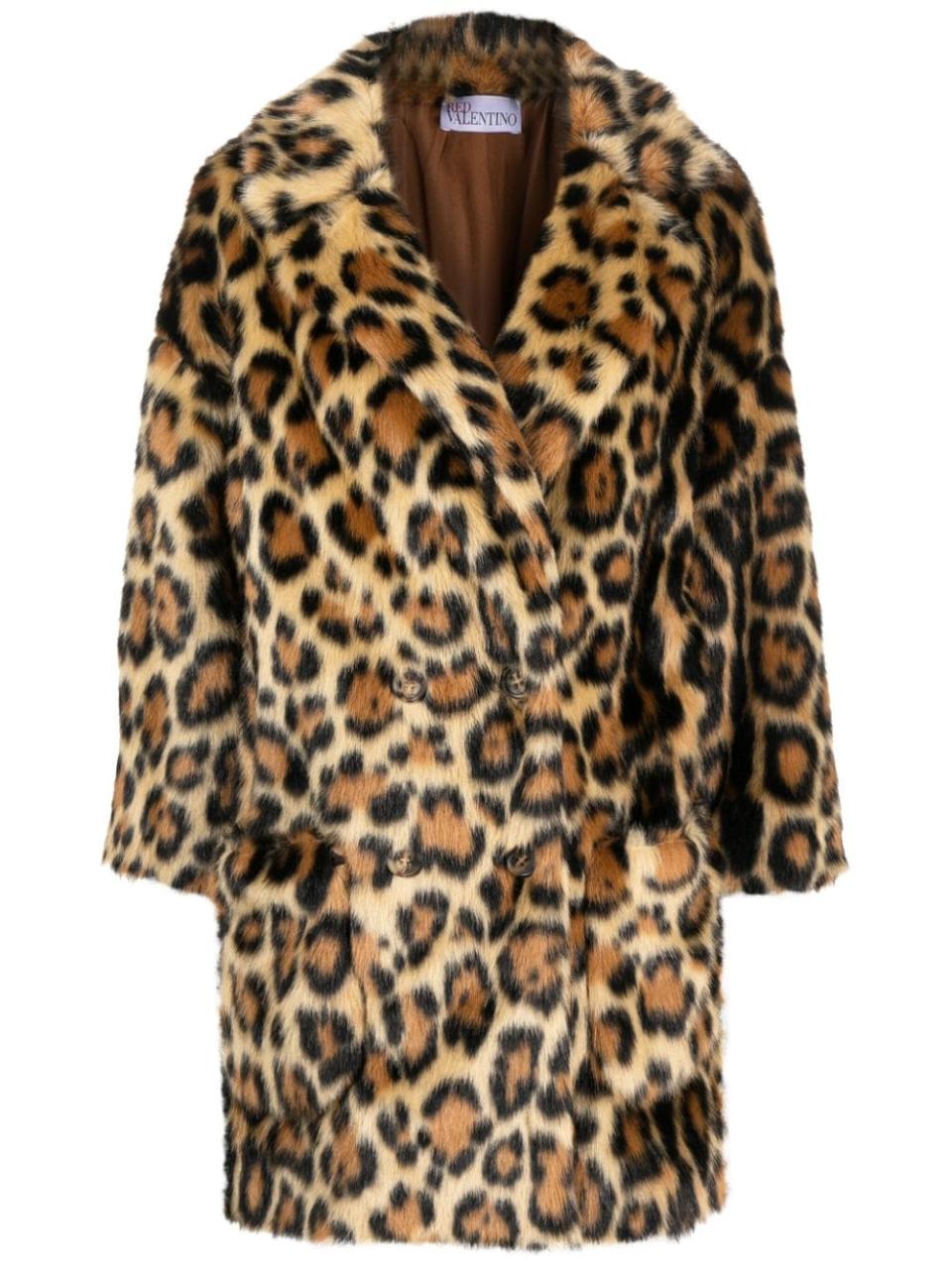 leopard-print faux-fur coat