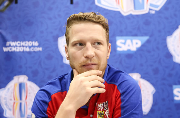TORONTO, ON - SEPTEMBER 15: Ales Hemsky #83 of Team Czech Republic takes questions during media day at the World Cup of Hockey 2016 at Air Canada Centre on September 15, 2016 in Toronto, Ontario, Canada. (Photo by Andre Ringuette/World Cup of Hockey via Getty Images)