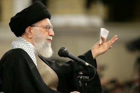 Iran's Supreme Leader Ayatollah Ali Khamenei meets with people of Qom, in Teheran, Iran, January 9, 2019. Official Khamenei website/Handout via REUTERS