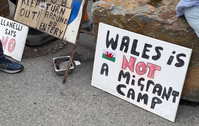 Regular protests have been held outside the Stradey Park Hotel (Bronwen Weatherby/PA)