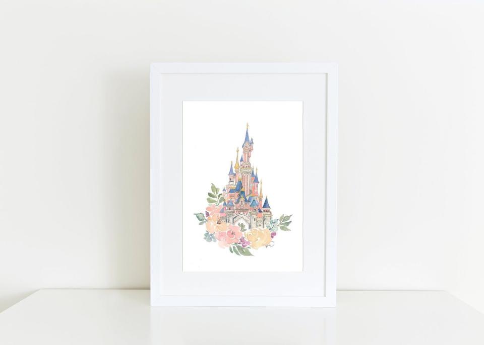 8) Disneyland Paris Castle Watercolor Print