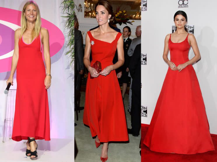 Gwyneth Paltrow, Herzogin Kate und Selena Gomez sind Fans der Farbe Rot. (Bild: WENN)