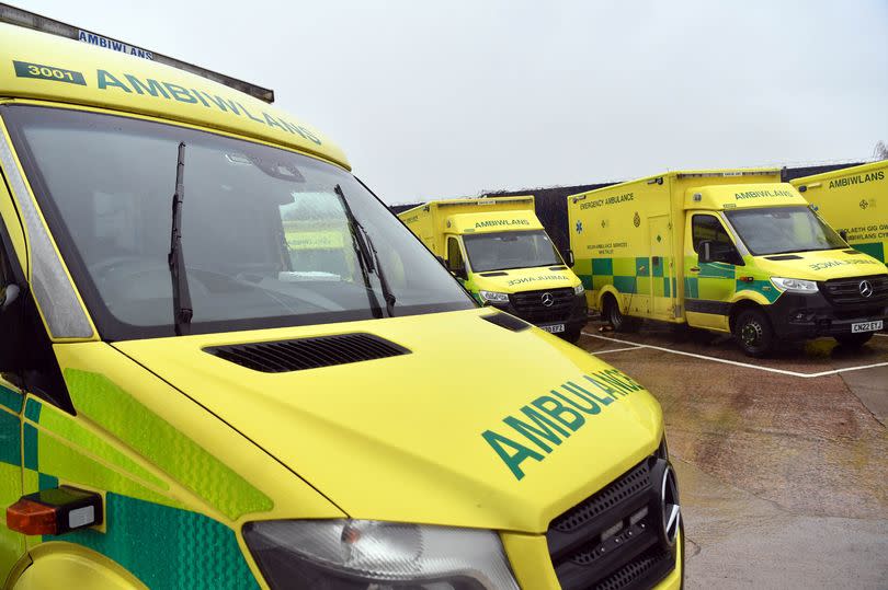 A generic images of ambulances in Cardiff