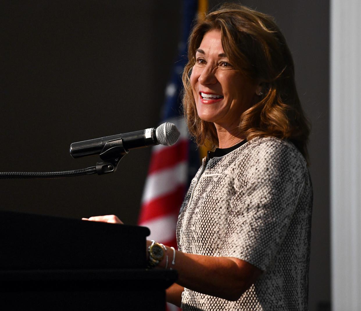 Former Lt. Gov. Karyn Polito speaks at Nichols College.