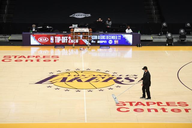 Clippers cover Lakers' banners for home games at Staples Center - Los  Angeles Times