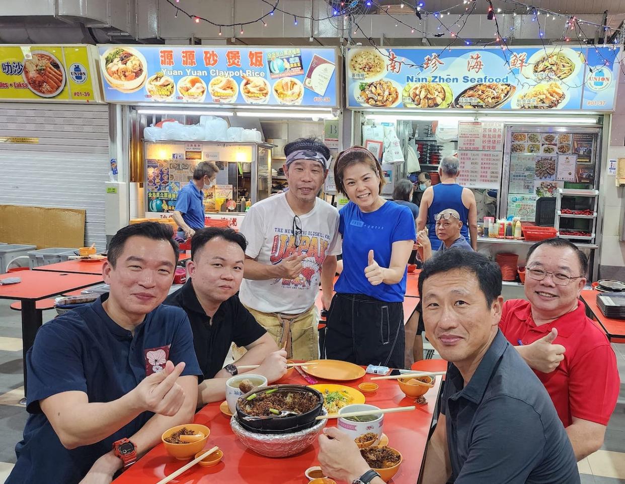 Health Minister Ong Ye Kung and Tanjong Pagar GRC MP Eric Chua Dining Together at ABC Brickworks Market and Food Centre on  14 January.