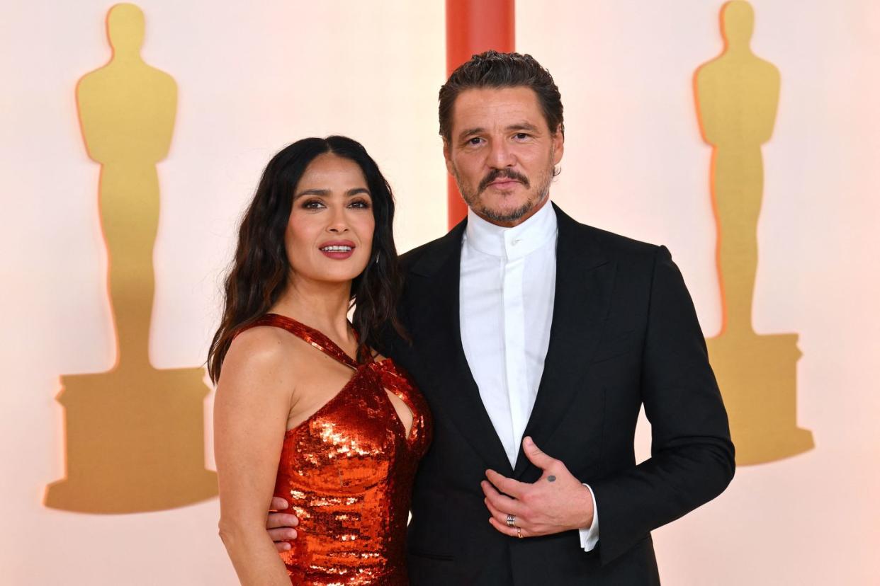 us mexican actress salma hayek and chilean us actor pedro pascal attend the 95th annual academy awards at the dolby theatre in hollywood, california on march 12, 2023 photo by angela weiss afp photo by angela weissafp via getty images