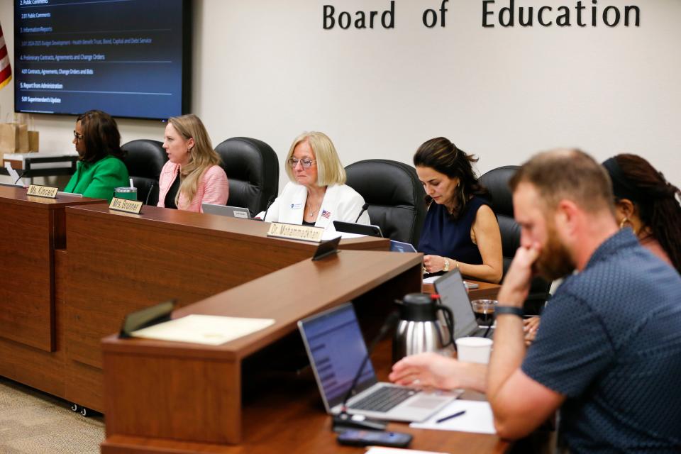 The first meeting of the new Springfield school board in April 2024 was at the Kraft Administration Center.