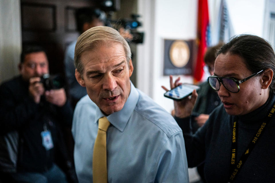 Rep. Jim Jordan, a R-Ohio, arrives for a House Republican caucus  (Al Drago / Bloomberg via Getty Images)