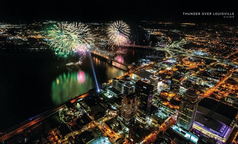 Fireworks light up Louisville and southern Indiana as Thunder Over Louisville kicks off the Kentucky Derby Festival. April 13, 2019