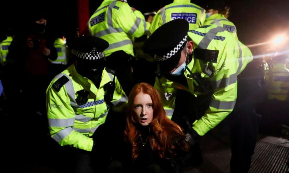 Arrest Patsy Stevenson at the Clapham Common vigil for Sarah Everard