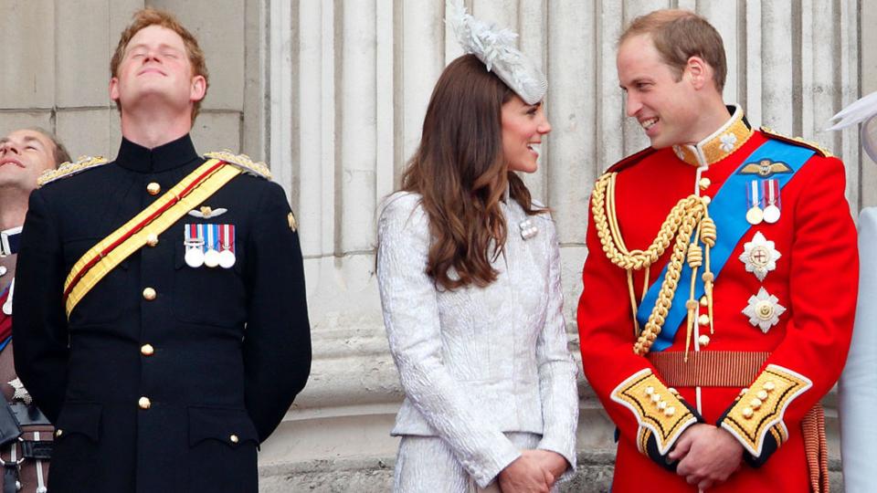 The prince and princess of Wales and Prince Harry during the Trooping the Colour