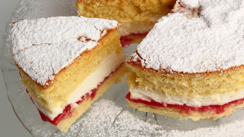 Slice of Victoria sponge cake