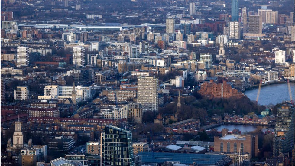 Apartment buildings and offices in the Tower Hamlets borough in London