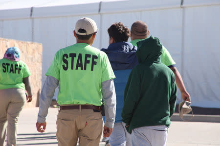 An outdoor activity at a tent city set up to hold immigrant children separated from their parents or who crossed the U.S. border on their own, is seen in Tornillo, Texas, U.S., in this U.S. Department of Health and Human Services (HHS) image released on October 12, 2018. Courtesy HHS/Handout via REUTERS