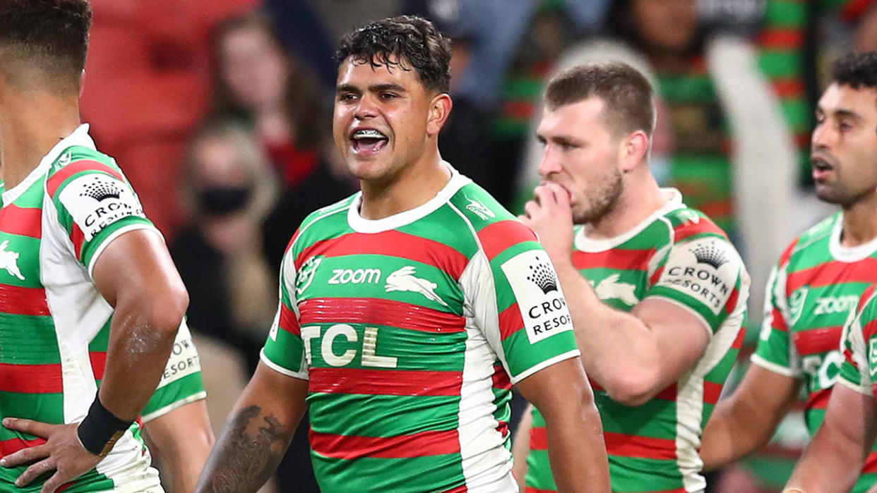 Seen here, Rabbitohs star Latrell Mitchell during a round 24 clash against the Roosters in 2021.