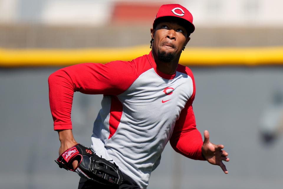 Reds outfielder Will Benson looks better in the field this spring as he tries to earn a true everyday role in the lineup.
