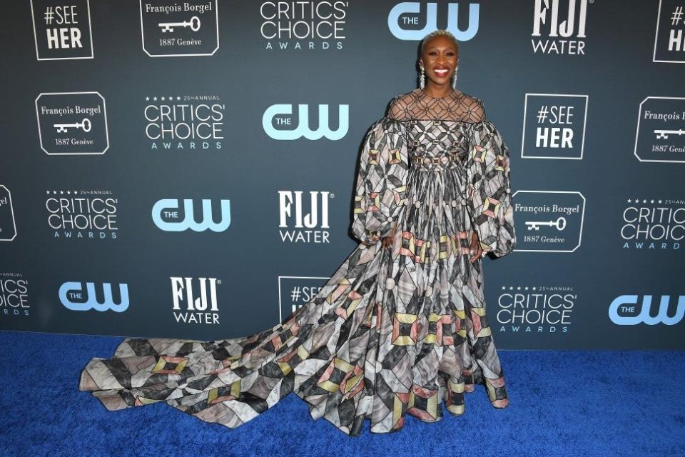 The 'Harriet' nominee is pretty in pink on the red carpet at the 26th Annual SAG Awards.