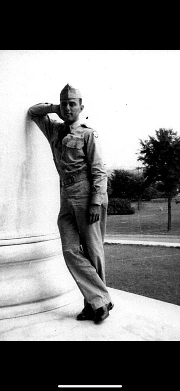Al Wadley, 95, of Mansfield, poses for a photograph in Washington D.C. as a young man during his U.S. Army days.