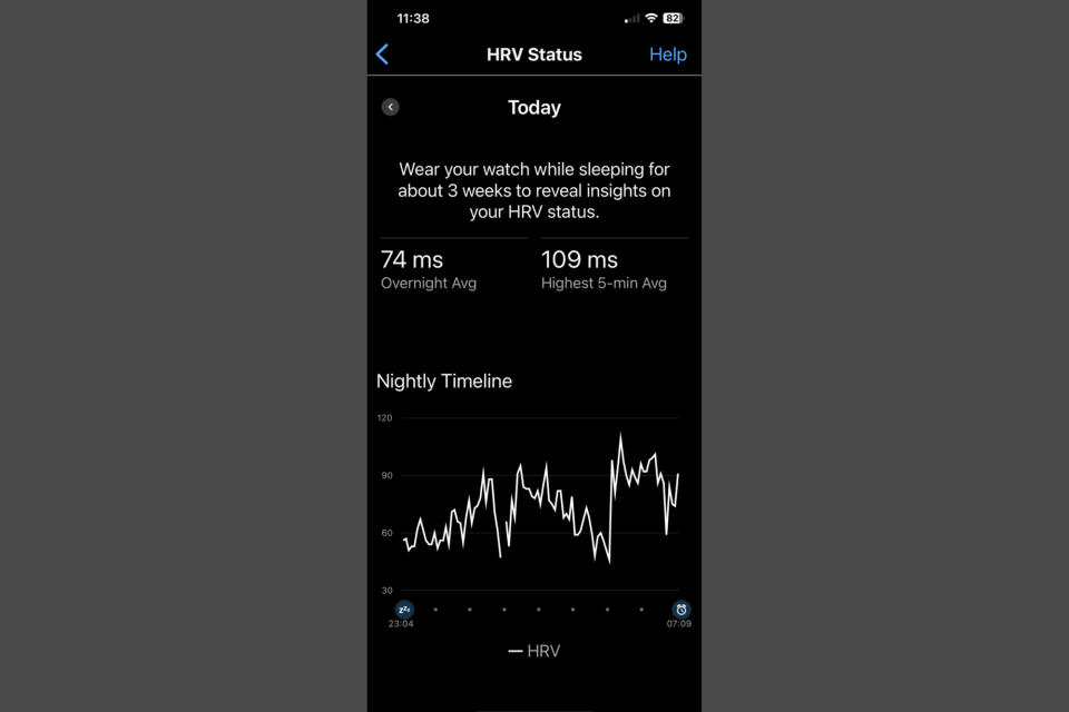 Screenshot from Garmin Connect app showing Andy Turner's HRV status data pages.