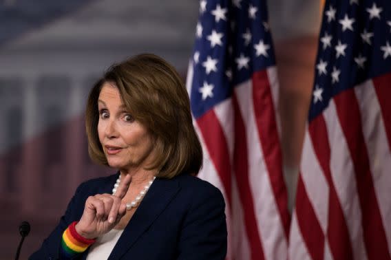 House Minority Leader Nancy Pelosi (D-CA) speaks during her weekly news conference on Capitol Hill, June 9, 2017