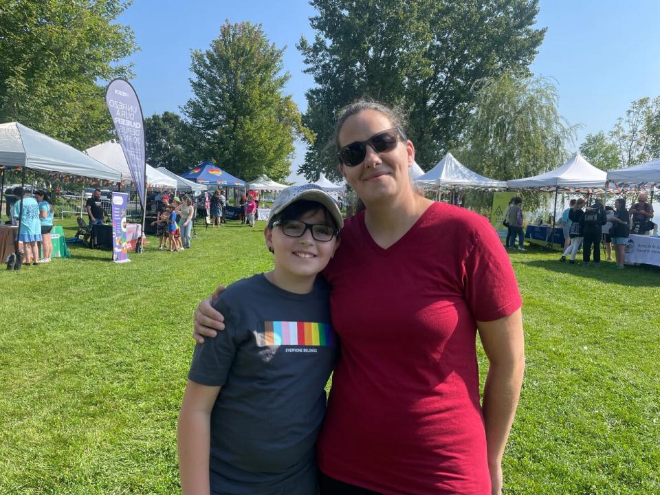 Sarah McGarr, right, says it was important for her and her son, who has two moms, to feel represented within Montreal's West Island. 