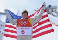 <p>Redmond Gerard of the U.S. celebrates winning the gold medal in the men’s slopestyle snowboarding event. Gerard became the youngest American to win an Olympic medal in a snowboarding event at 17 years old. </p>