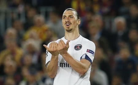 Football - FC Barcelona v Paris St Germain - UEFA Champions League Quarter Final Second Leg - Nou Camp, Barcelona - Spain - 21/4/15 PSG's Zlatan Ibrahimovic Reuters / Albert Gea