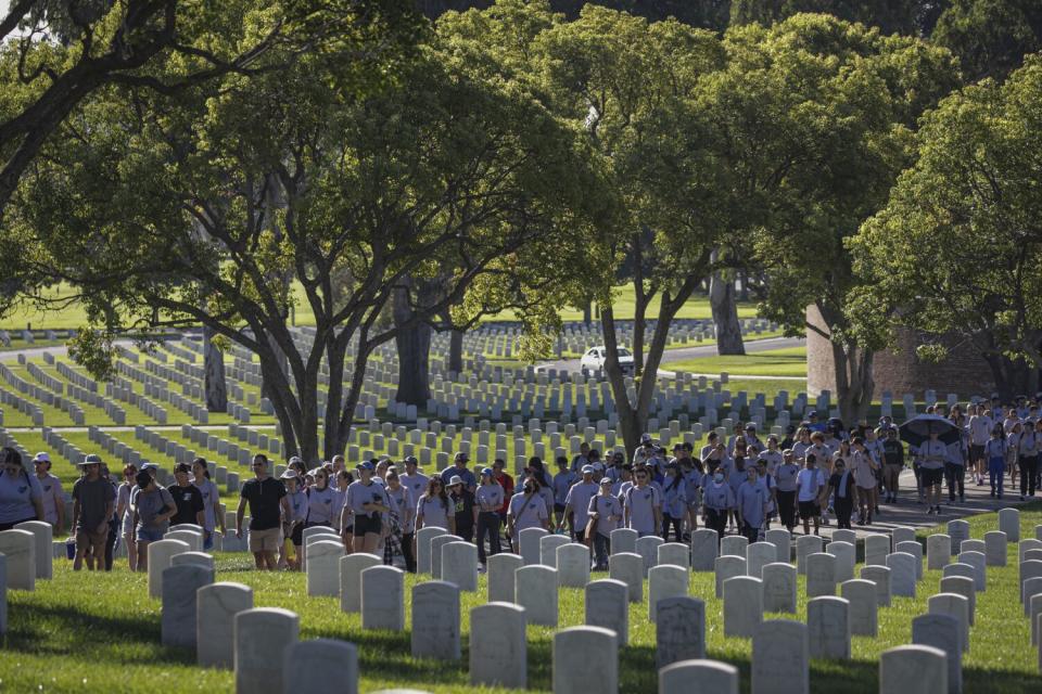 Volunteers in Los Angeles National Cemetery