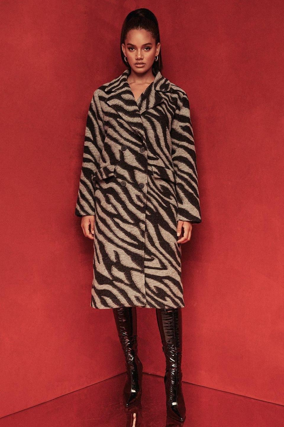 10) Zebra Wool Look Coat