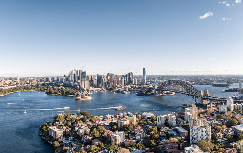 Aerial view of Australia's Sydney Harbour