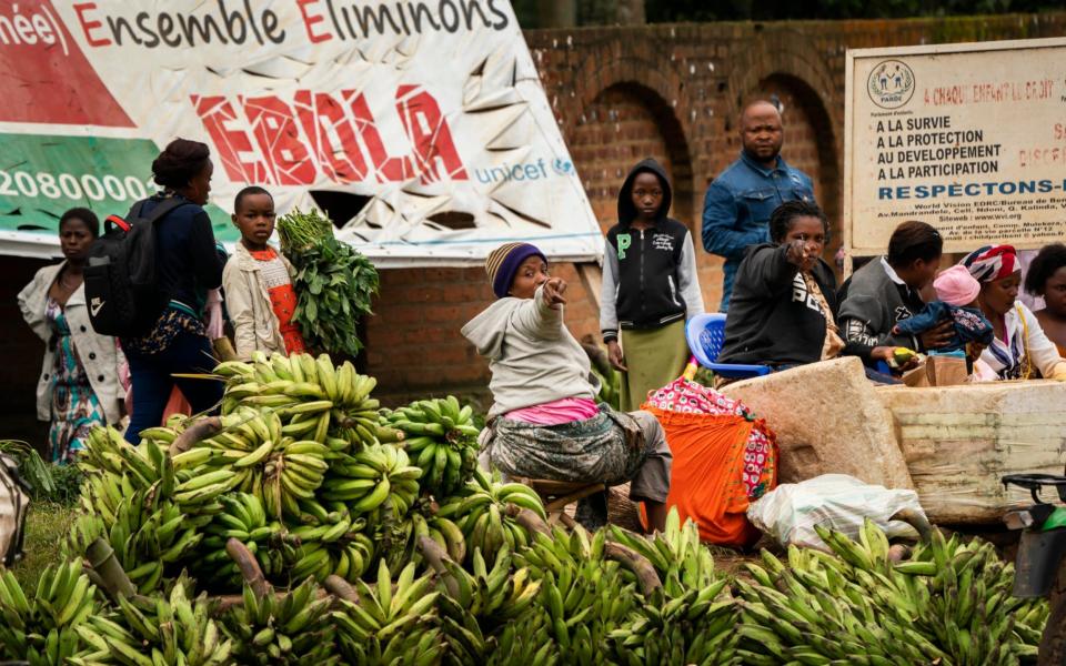 An Ebola awareness poster at a market in Beni, Democratic Republic of Congo - ap