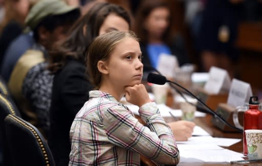 Swedish teen climate activist Greta Thunberg attends a Climate Crisis Committee joint hearing on September 18, 2019 in Washington