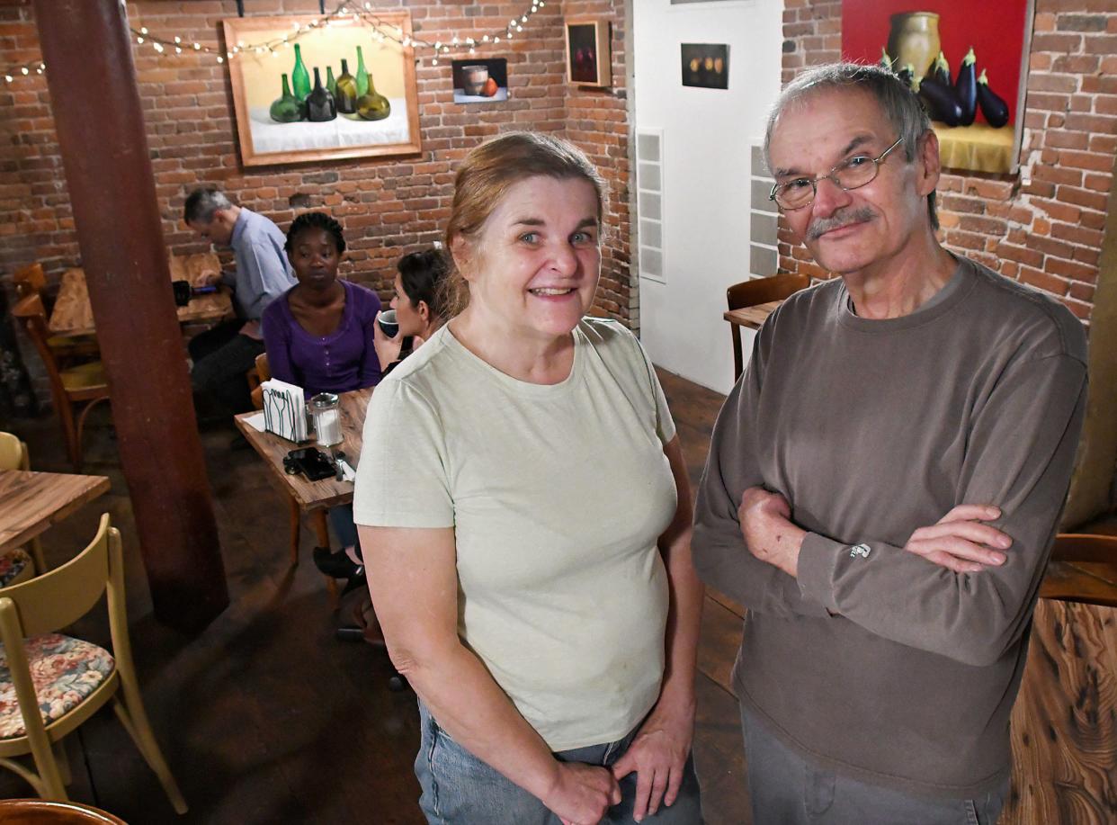 Co-owners Patti Hallinan and Peter Armer in Lucky's Cafe in 2016. The cafe's last day at the Grove Street location will be Dec. 19;  they are in search of a new site.