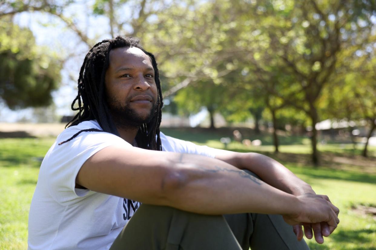 A man sitting in a park