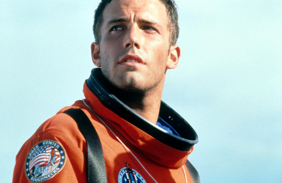 Ben Affleck looking up in a scene from the film 'Armageddon', 1998. (Photo by Touchstone/Getty Images)