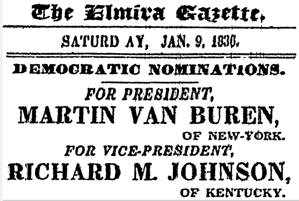 An advertisement in the Elmira Gazette on Jan. 9, 1836.