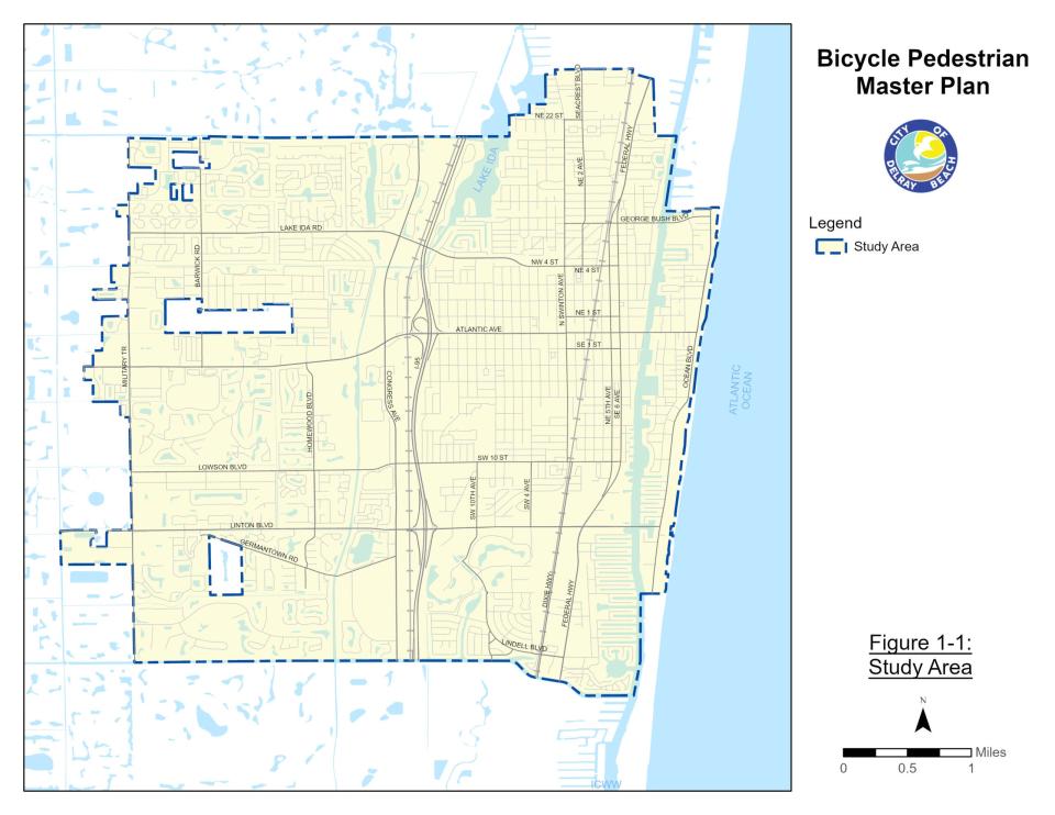 Location of Delray Beach's study area for its bicycle / pedestrian master plan.