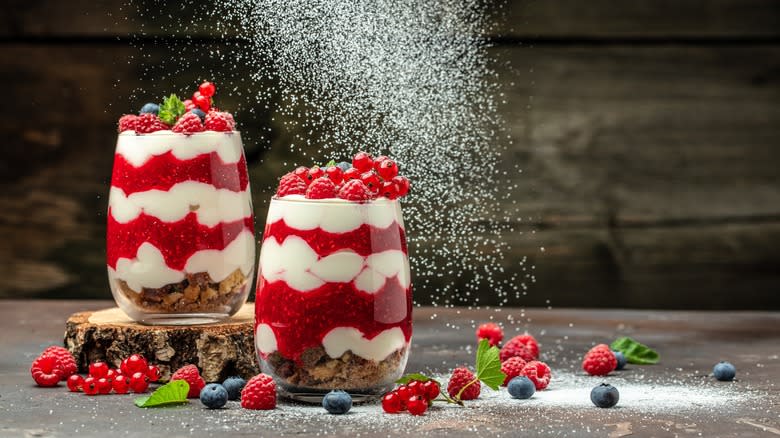 cranachan sprinkled with icing sugar