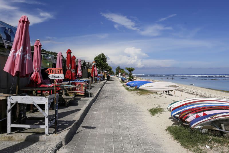 FILE PHOTO: An empty boardwalk of Pandawa Beach is seen in South Kuta, Bali