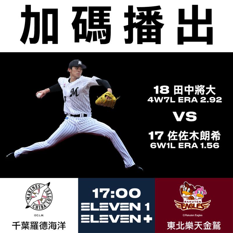 ▲樂天金鷲將與羅德隊交手。（Eleven Sports 提供）