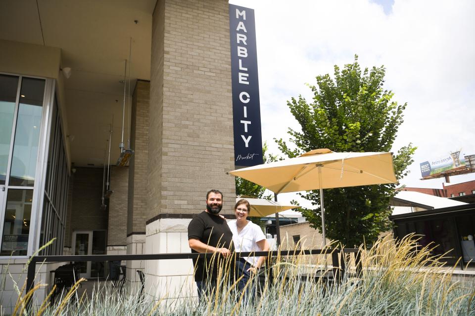 As new Marble City Market managers, Paul and Ashley Moody plan to implement changes to increase food hall foot traffic, which has dwindled since opening in November. One of those changes will be adding more signs to let people know the food hall exists on the northern edge of downtown at 333 W. Depot Ave.