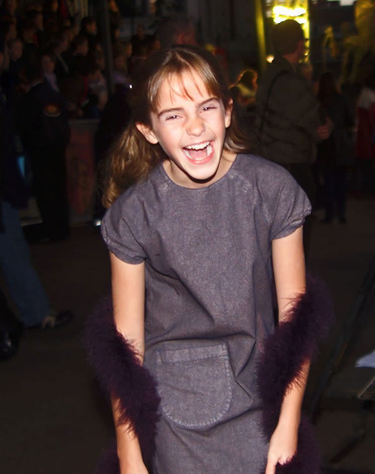 Emma Watson at the world premiere of the first Harry Potter film, Nov. 4, 2001.