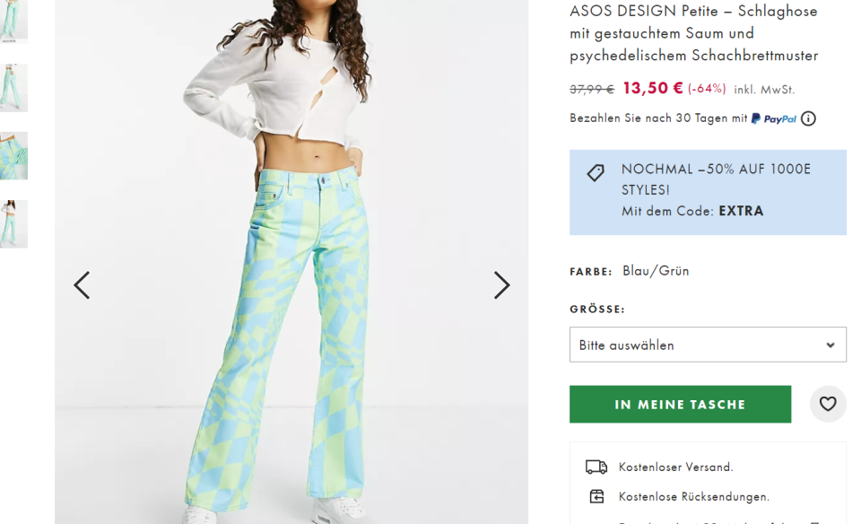 Cooler Style und kleiner Preis. Diese Schlaghose kostet nur noch 6,75 Euro. (Foto: ASOS) 