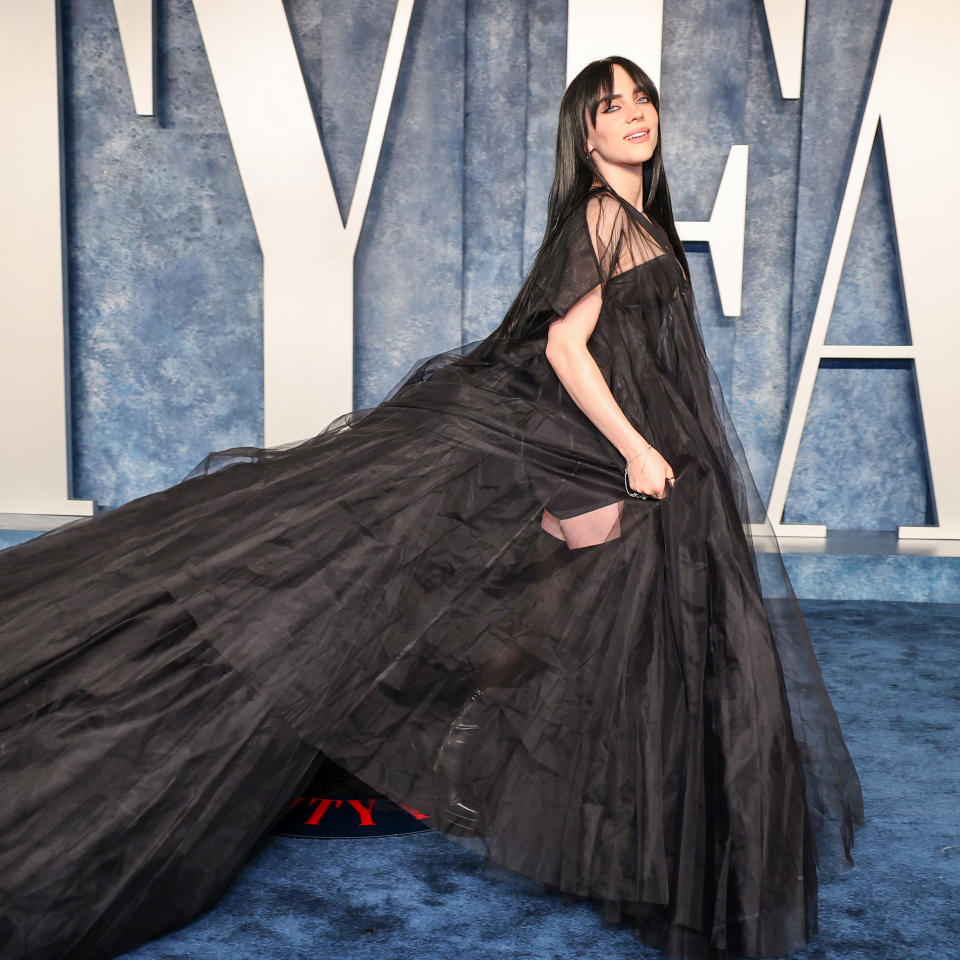 Billie Eilish, 2023 Vanity Fair Oscar Party, 2023 Oscars, Rick Owens, bangs, curtain bangs