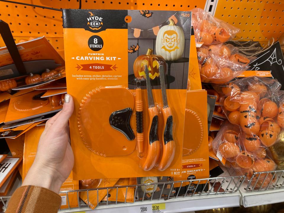 A pumpkin carving tool kit for sale at Target.